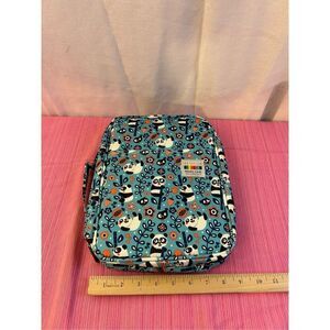 Panda blue pencil organizer zipper case new 9"x12"